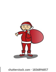 cute santa clas vector image carrying gift sacks on christmas eve