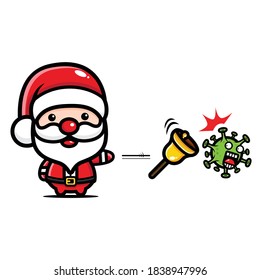 cute santa claus against virus