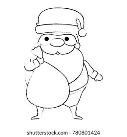cute santa claus with bag kawaii character
