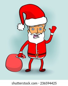 Cute Santa Claus with the bag of presents