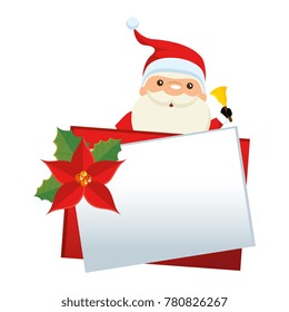 cute santa claus with bell kawaii character