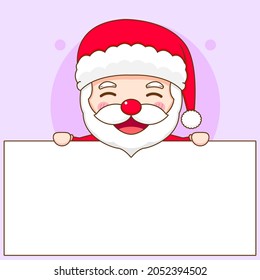 Cute Santa Claus with billboard Chibi character illustration