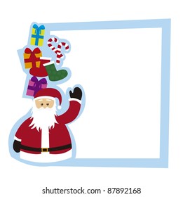 cute santa claus, blank sign isolated over white background. vector