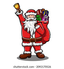 Cute Santa Claus bring gift sack
