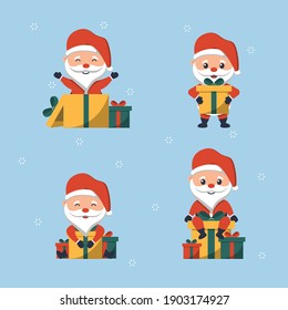 cute santa claus bring gifts