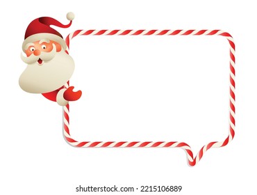 cute Santa Claus with candy cane speech bubble	
