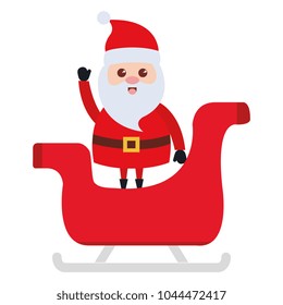 cute santa claus in carriage christmas character