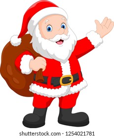 Cute Santa Claus carrying big bag