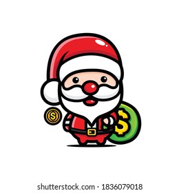 Cute Santa Claus Carrying A Money Bag