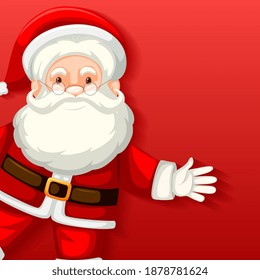 Cute Santa Claus cartoon character on red background illustration