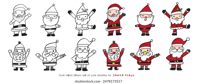 cute Santa Claus cartoon doodle,coloring book