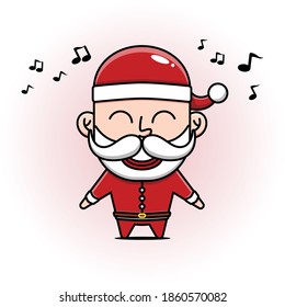 Cute Santa Claus Cartoon Happily Singing Christmas Carol Song
