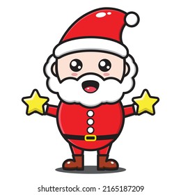 cute santa claus cartoon illustration holding star