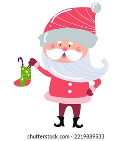 Cute Santa Claus cartoon on white background perfect for Christmas cards.