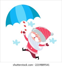 Cute Santa Claus cartoon on white background perfect for Christmas cards.