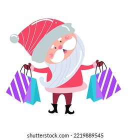 Cute Santa Claus cartoon on white background perfect for Christmas cards.