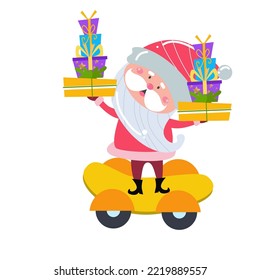 Cute Santa Claus cartoon on white background perfect for Christmas cards.