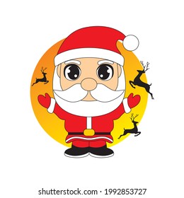 cute santa claus cartoon vector illustration and looks like having fun on christmas eve

