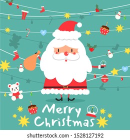 Cute Santa Claus cartoon vector.Merry Christmas card.