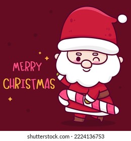 Cute Santa claus Character Christmas Candy baby cartoon. X mas card (happy new year kids) kawaii vector for fairy tale book. Perfect make a wish for celebration party children,princess party, pattern.