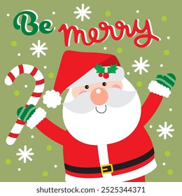 Cute Santa Claus Character For Christmas Card or Bag design