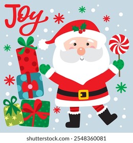 Cute Santa Claus Character For Christmas Card or Bag design