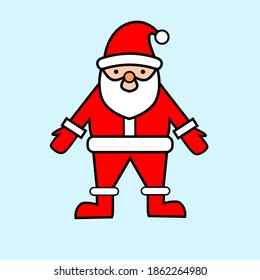 cute santa claus character design on light blue background.for christmas cards