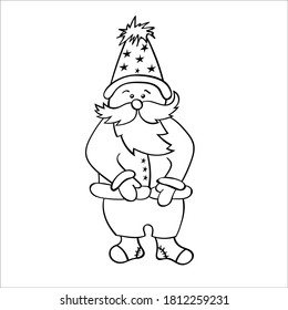 Cute Santa Claus character. Hand drawn Christmas sketches in doodle style. Isolated vector object on a white background. Winter design elements for New year decor, coloring books.