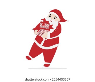 Cute Santa Claus Character Holding gift illustration