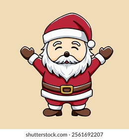 cute Santa Claus character illustration. On a blue background. Suitable for logos, t-shirt designs, wrapping paper, greeting cards, etc