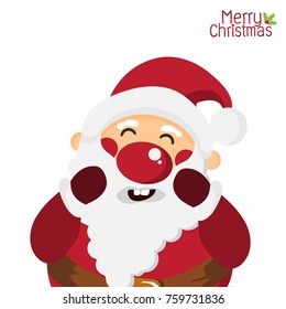 Cute Santa Claus Character on white isolated background, Merry Christmas and holiday concept,design for Greeting Card and Poster,Vector illustration.