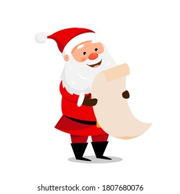 Carta de lectura del personaje de Cute santa claus. Ilustración vectorial para el diseño de tarjetas de felicitación de navidad