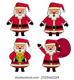 Cute Santa Claus Character Set Mascot Illustration