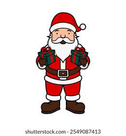 Cute Santa Claus character sticker vector for christmas holiday celebration