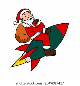Cute Santa Claus character sticker vector for christmas holiday celebration