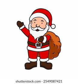 Cute Santa Claus character sticker vector for christmas holiday celebration