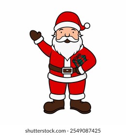Cute Santa Claus character sticker vector for christmas holiday celebration