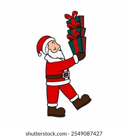 Cute Santa Claus character sticker vector for christmas holiday celebration