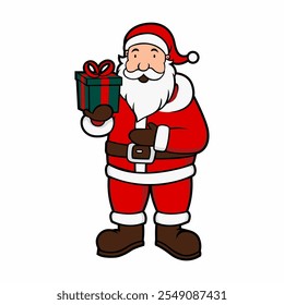 Cute Santa Claus character sticker vector for christmas holiday celebration