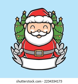 cute santa claus character vector logo