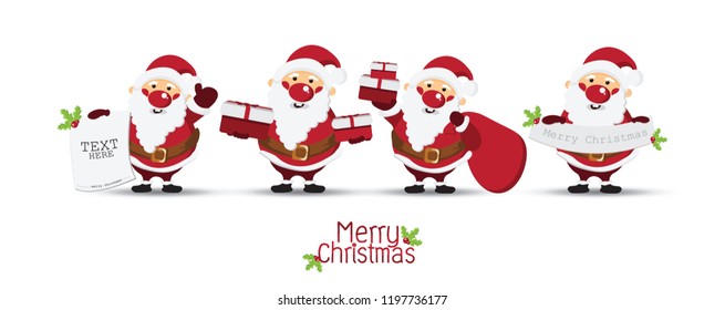 Cute Santa Claus Character,happy Christmas concept,design for wallpaper and other,with space and text input,Vector,Illustration.