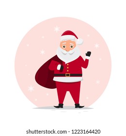 cute santa claus characters in different emotions. Funny cartoon for christmas day and new year. vector illustration   