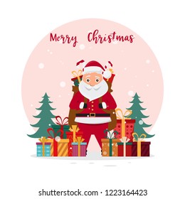 cute santa claus characters in different emotions. Funny cartoon for christmas day and new year. vector illustration   