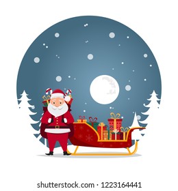 cute santa claus characters in different emotions. Funny cartoon for christmas day and new year. vector illustration   