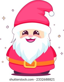 cute santa claus, cheerful old man in christmas costume and bushy beard, illustrations for festive christmas designs, festive santa