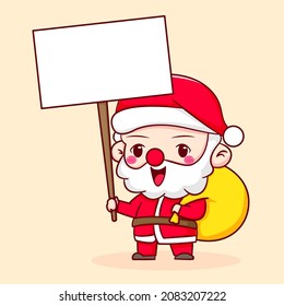 Cute santa claus chibi cartoon character. hand drawn style illustration isolated background 