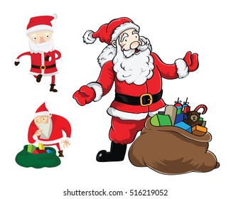 Cute Santa Claus In Christmas Activities Character Set