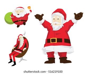 Cute Santa Claus In Christmas Activities Character Set