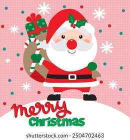 Cute Santa Claus For Christmas Card or Bag design