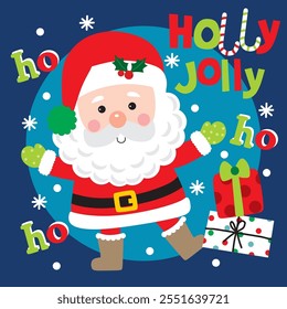 Cute Santa Claus For Christmas Card or Bag design